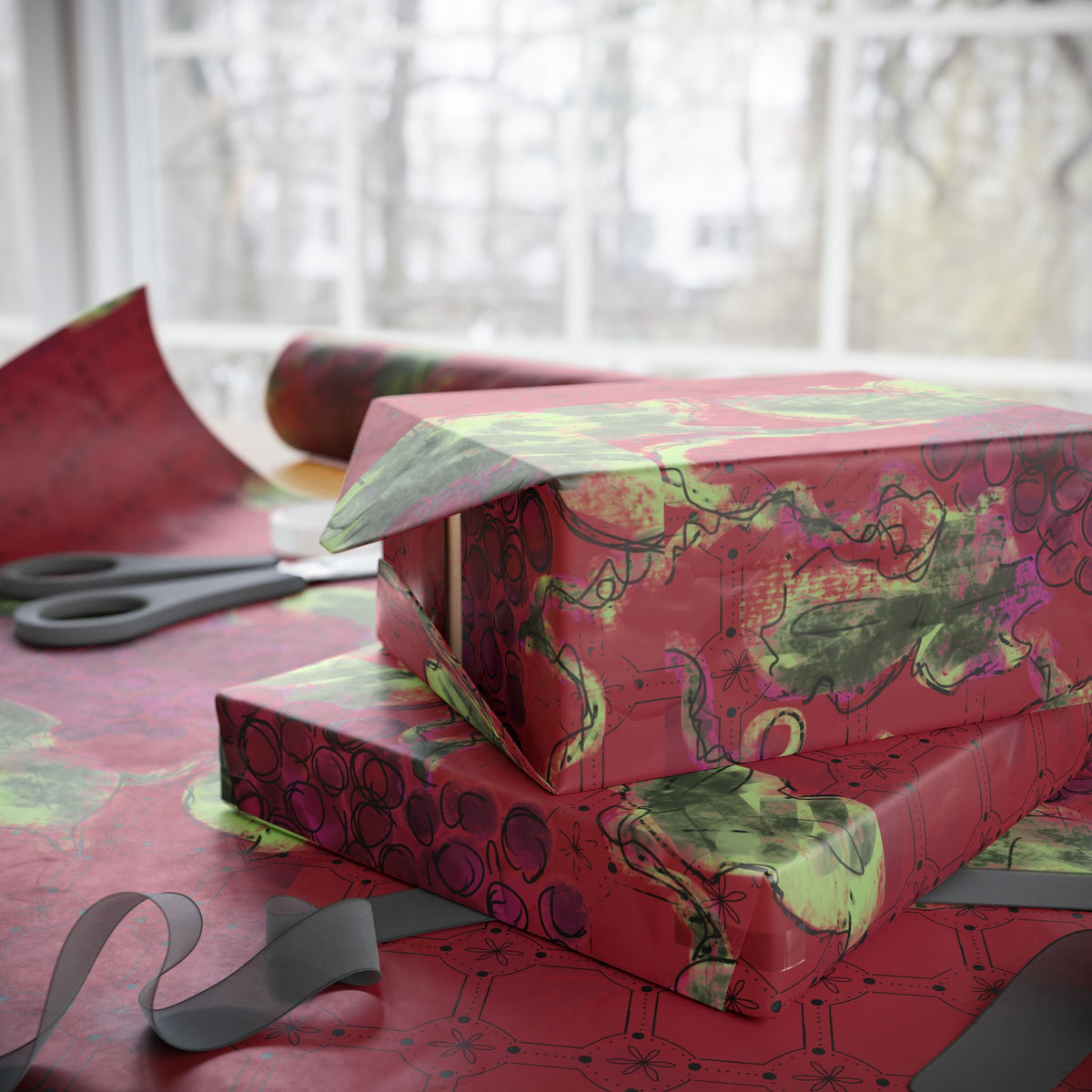 Tessera Red Wrapping Paper